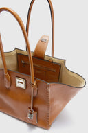 Maggie shopping bag tabacco caldo in pelle di montone vintage