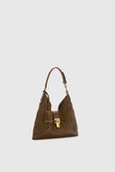 Clio Mini Hobo Bag in Montone Nappato Vintage Verde Loden