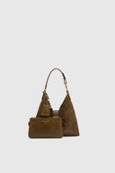 Clio Mini Hobo Bag in Montone Nappato Vintage Verde Loden