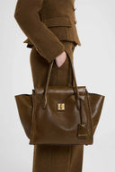Amanda Medium Double Handle Bag in Loden Green Vintage Nappa Shearling