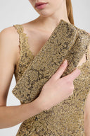 Baguette clutch in couture lamé lace with crystals
