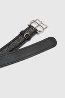 Herringbone fabric and calfskin belt