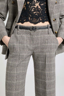 Black smooth calfskin belt with crystal buckle
