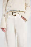 Contoured crocodile-embossed leather belt