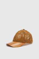 Vintage nappa shearling baseball cap with couture lace