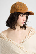 Vintage nappa shearling baseball cap with couture lace