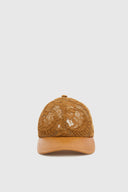 Vintage nappa shearling baseball cap with couture lace