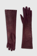 Elbow-Length Leather Gloves in Plum
