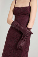 Elbow-Length Leather Gloves in Plum