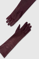 Elbow-Length Leather Gloves in Plum