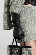 Elbow-Length Leather Gloves in Black