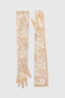 Long couture embroidered tulle gloves with crystals