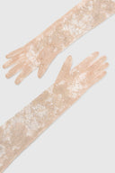 Long couture embroidered tulle gloves with crystals