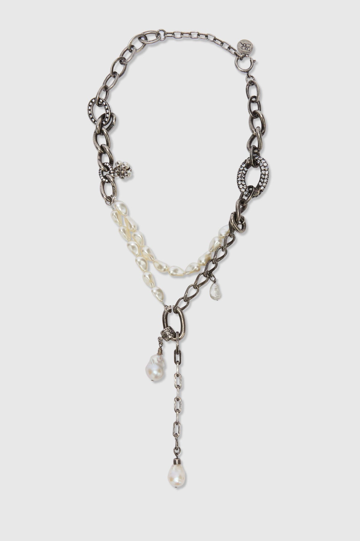 Collana a catena con pendente e perle effetto perla naturale
