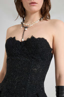 Chain necklace with pendant and natural pearl effect beads