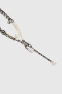 Chain necklace with pendant and natural pearl effect beads