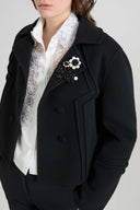 Ramage brooch in brass with glass pearls and jet crystals