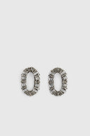 Oval clip-on earrings with micro crystal stones