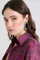 Oval clip-on earrings with micro crystal stones