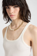 Pearl necklace with crystal-embellished chain