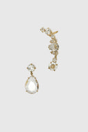Drop crystal gold earring with crystal ear cuff