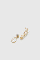 Drop crystal gold earring with crystal ear cuff