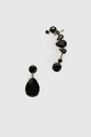 Drop crystal earring with crystal ear cuff