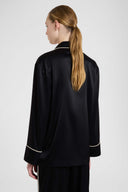 Silk-Blend Pyjama Blouse with Contrast Piping