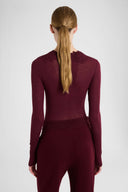 Cashmere Blend Jersey Bodysuit with Lace Cutwork