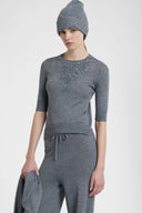 Virgin Wool Blend Sweater with Rebrodé Embroidery