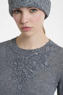 Virgin Wool Blend Sweater with Rebrodé Embroidery