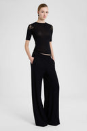 Maglia in Jersey Misto Cashmere con Ricamo Floreale
