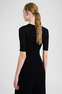 Maglia in Jersey Misto Cashmere con Ricamo Floreale