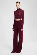 Lupetto Crop in Jersey Misto Cashmere con Bordo in Pizzo
