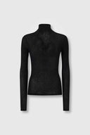 Cashmere Blend Jersey Turtleneck with Lace Cutwork