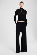 Cashmere Blend Jersey Turtleneck with Lace Cutwork