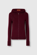 Wool, Viscose and Cashmere Blend Hooded Sweatshirt with Macramé Lace