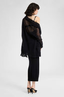 Mohair and Silk Blend Cardigan with Openwork Knit Detail