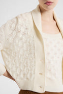 Wool and Cashmere Blend Cardigan with Draped V-Neckline