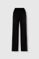 Pantalone Pigiama in Misto Seta con Piping a Contrasto