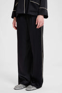 Pantalone Pigiama in Misto Seta con Piping a Contrasto