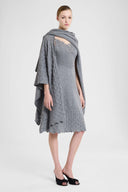 Cashmere Blend Dress with Fine Straps and Cutwork Lace Neckline