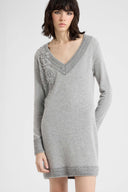 Mini Dress with Oversized Sweatshirt Effect and Lace Detail
