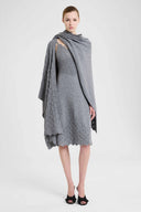 Wool and Cashmere Blend Stole with All-Over Openwork Knit