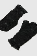 Short Tulle Gloves with Open Fingers and Three-Dimensional Soutache Embroidery