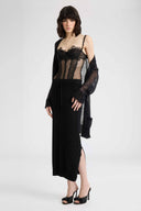 Corsetto in Tulle con Ricamo Floreale Effetto Seconda Pelle
