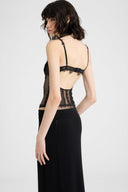 Corsetto in Tulle con Ricamo Floreale Effetto Seconda Pelle