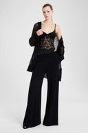 Lycra Bodysuit with Floral Embroidered Tulle and Structured Cups