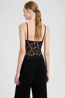 Lycra Bodysuit with Floral Embroidered Tulle and Structured Cups