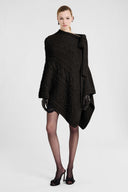Pure cashmere cable-knit poncho in Black